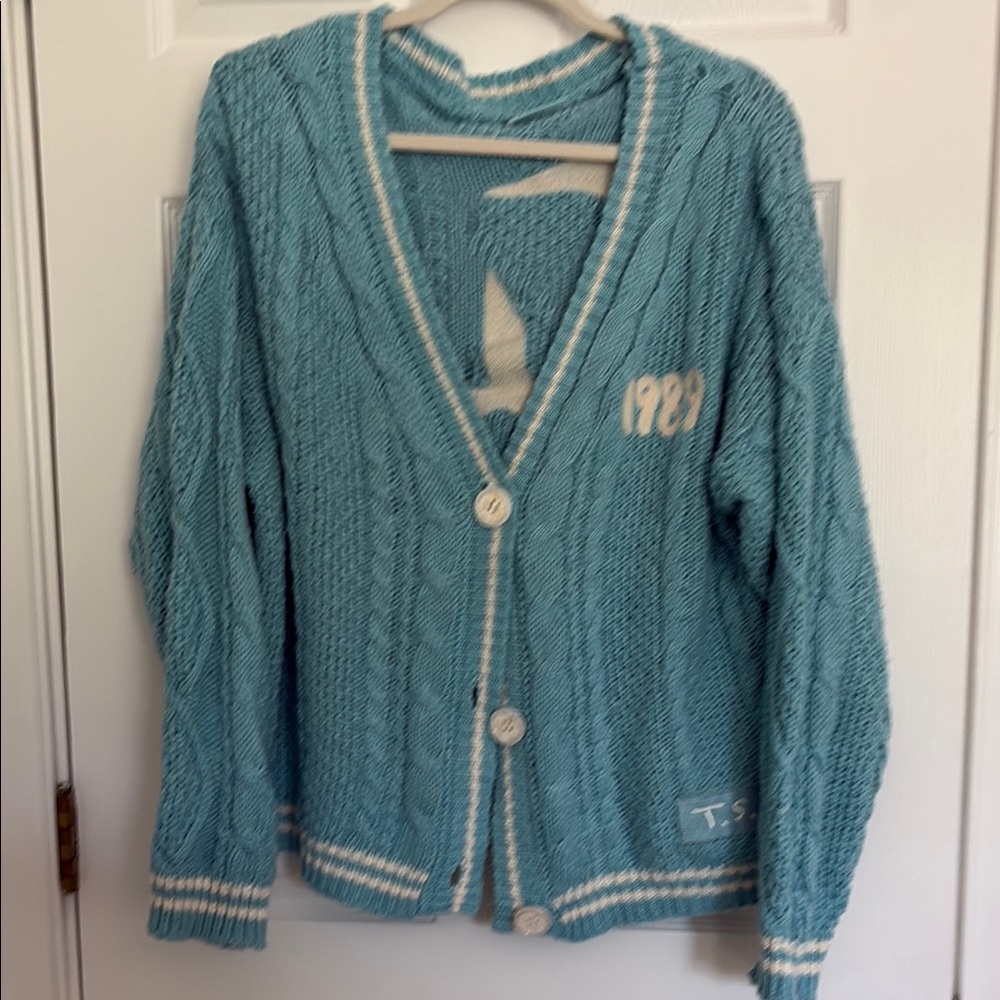 Taylor Swift Blue Cable-Knit Cardigan Sweater